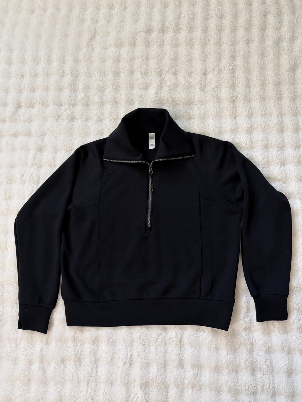NEW SPANX AirEssentials Half-Zip Sweatshirt Very Black Size Small Coastal Chic - Picture 14 of 16